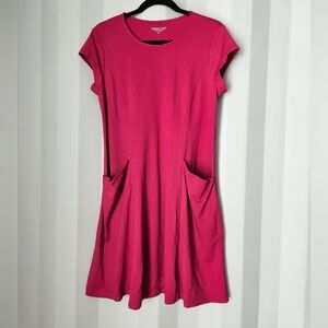 Coldwater Creek Hot Pink Short Sleeve A-Line Dress with Pockets